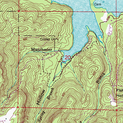 Topographic Map of Dripping Spring Branch, AL