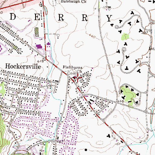 Topographic Map of Fishburns Church, PA