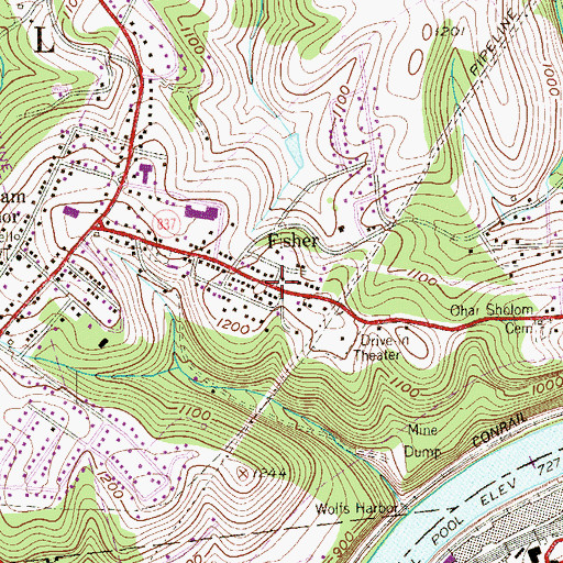 Topographic Map of Fisher, PA