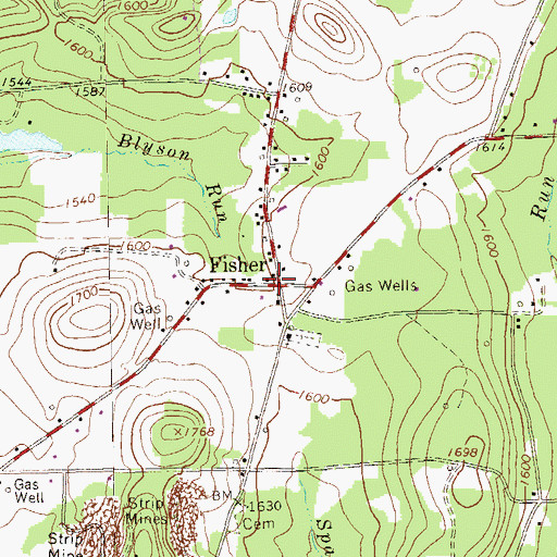 Topographic Map of Fisher, PA