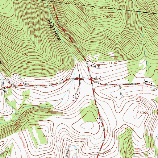 Topographic Map of Fisher Hollow, PA