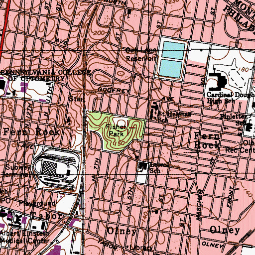Topographic Map of Fisher Park, PA