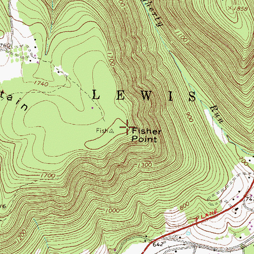 Topographic Map of Fisher Point, PA