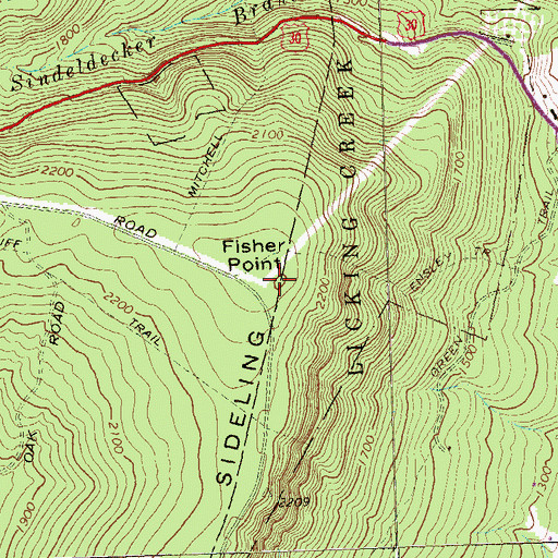 Topographic Map of Fisher Point, PA