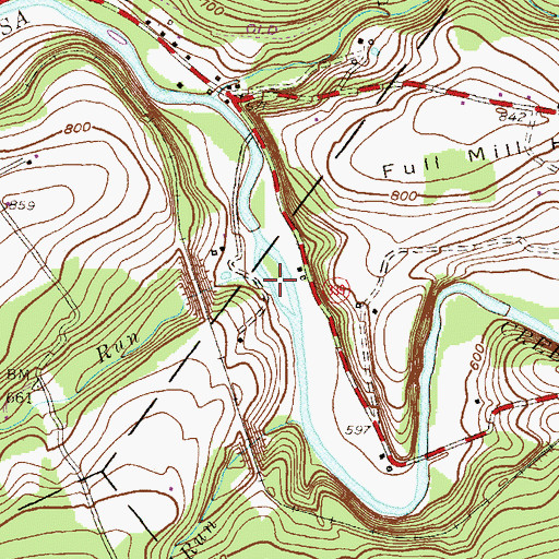 Topographic Map of Fisher Run, PA