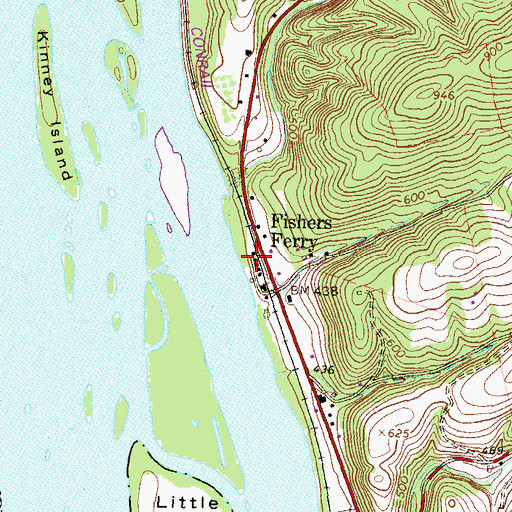 Topographic Map of Fishers Ferry, PA