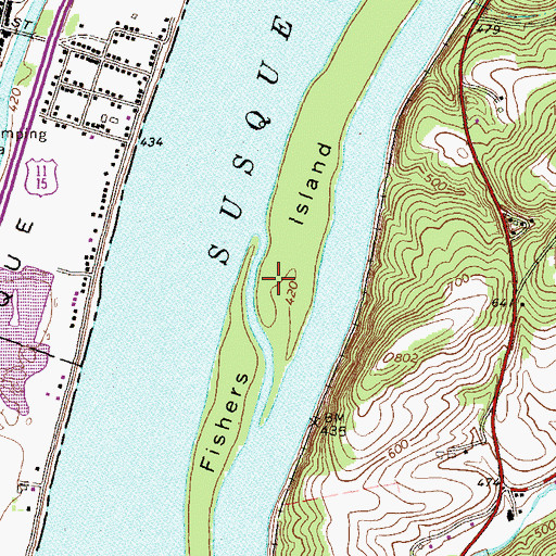 Topographic Map of Fishers Island, PA