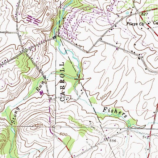 Topographic Map of Fishers Run, PA