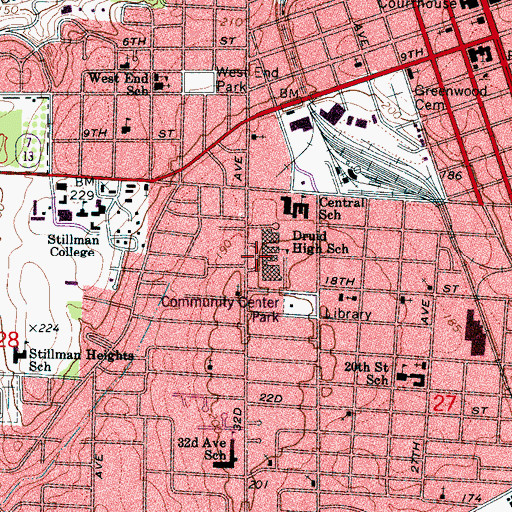 Topographic Map of Central High School West Campus (historical), AL