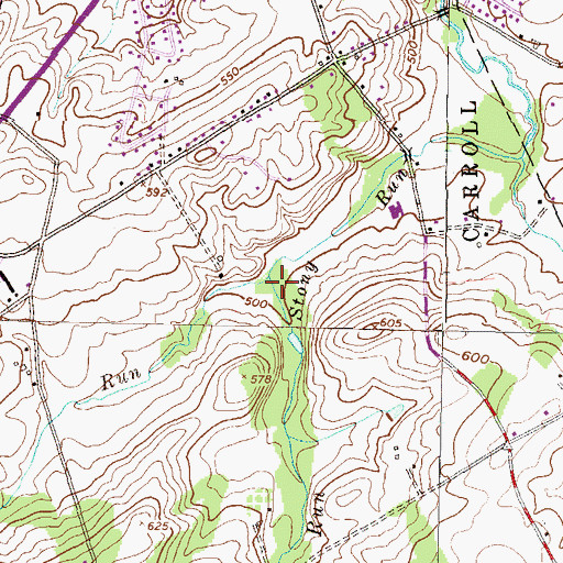 Topographic Map of Fishers Run, PA