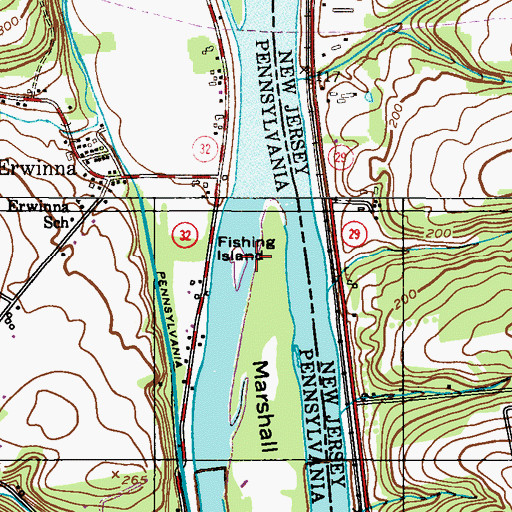 Topographic Map of Fishing Island, NJ