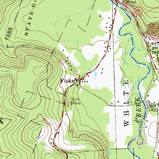 Topographic Map of Fiske, PA