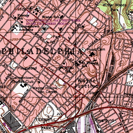 Topographic Map of Fitler School, PA