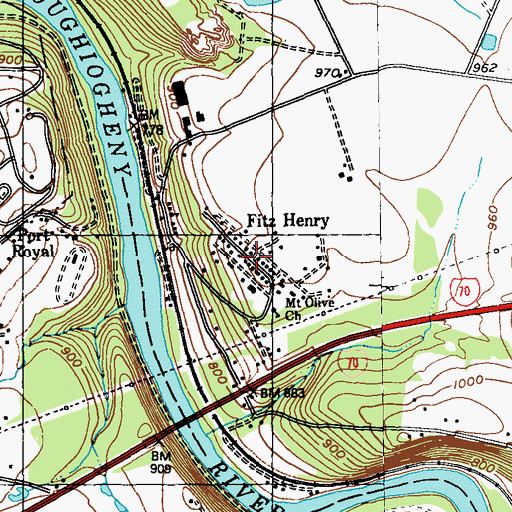 Topographic Map of Fitz Henry, PA