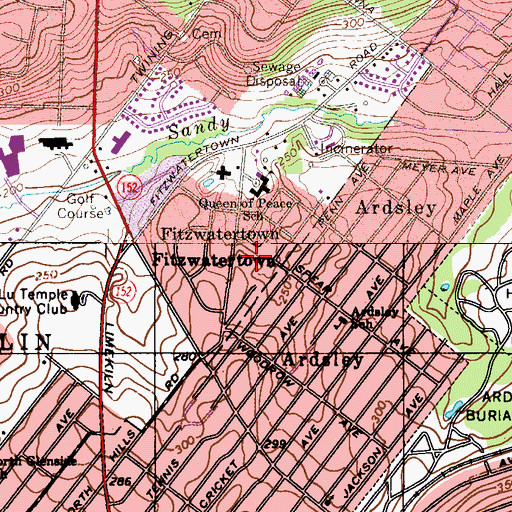 Topographic Map of Fitzwatertown, PA