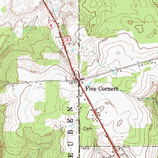 Topographic Map of Five Corners, PA