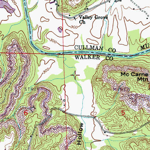 Topographic Map of Drummond Hollow, AL