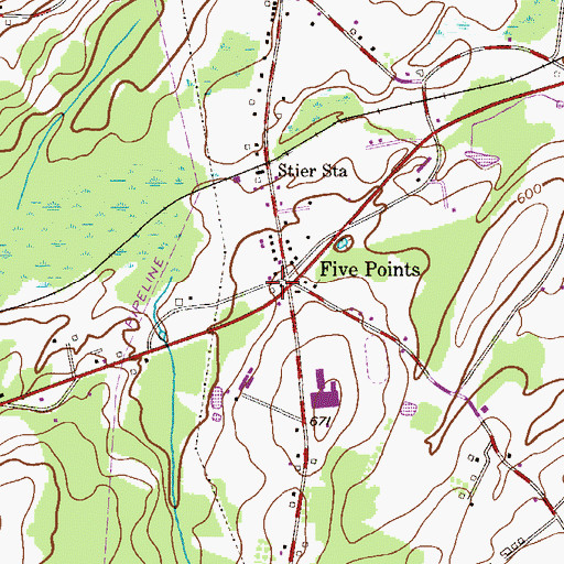 Topographic Map of Five Points, PA