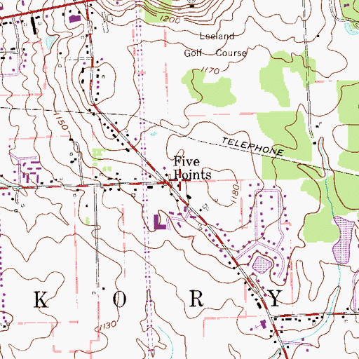 Topographic Map of Five Points, PA