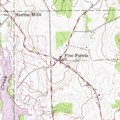 Topographic Map of Five Points, PA