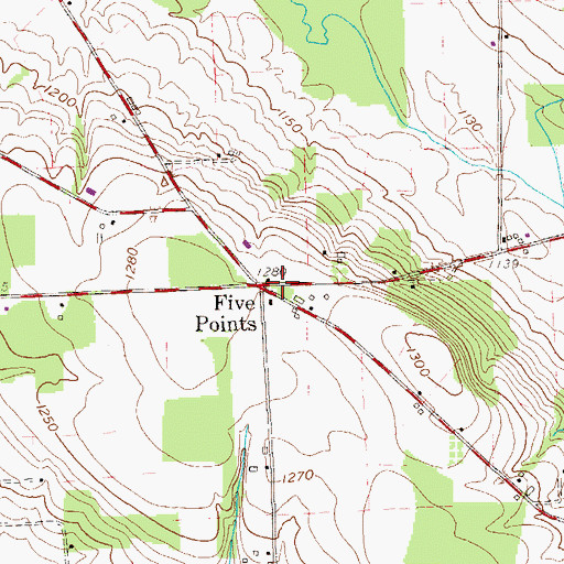 Topographic Map of Five Points, PA