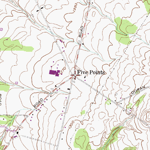 Topographic Map of Five Points, PA