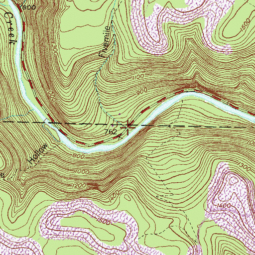 Topographic Map of Fivemile Hollow, PA