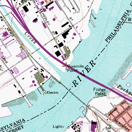 Topographic Map of Fivemile Point, PA