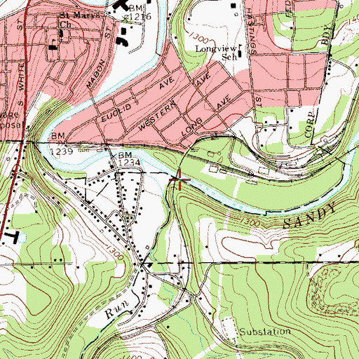Topographic Map of Fivemile Run, PA