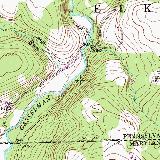 Topographic Map of Flag Run, PA
