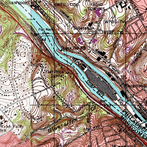 Topographic Map of Flat Rock Tunnel, PA