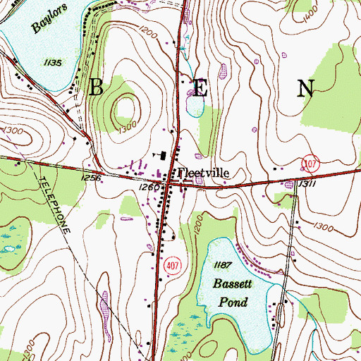 Topographic Map of Fleetville, PA