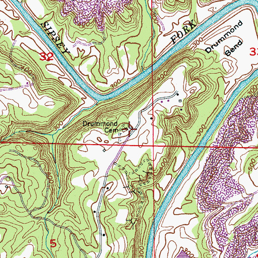 Topographic Map of Drummond Cemetery, AL