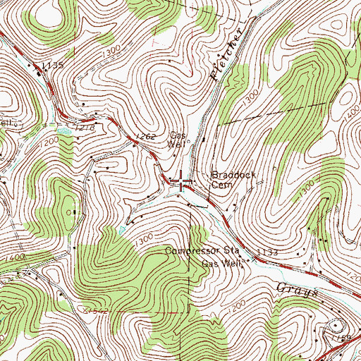 Topographic Map of Fletcher Run, PA
