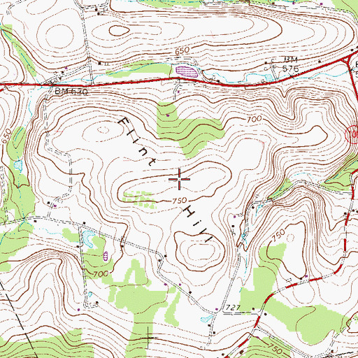 Topographic Map of Flint Hill, PA
