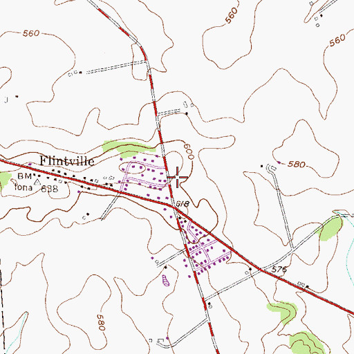 Topographic Map of Flintville, PA