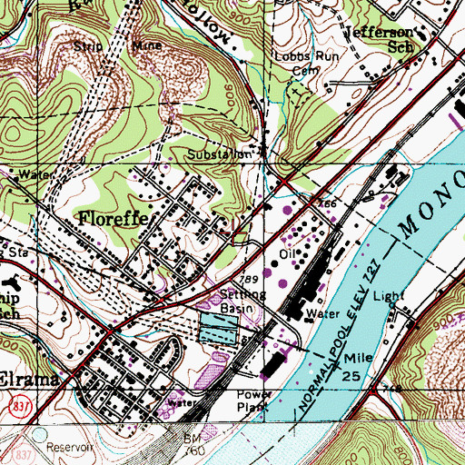 Topographic Map of Floreffe, PA