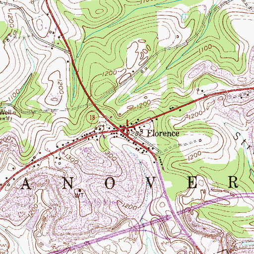 Topographic Map of Florence, PA