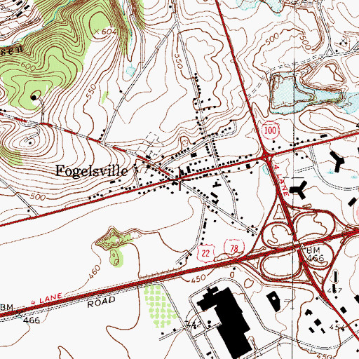 Topographic Map of Fogelsville, PA