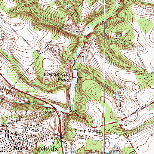 Topographic Map of Fogelsville Pond, PA