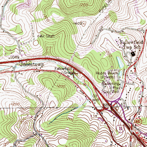 Topographic Map of Followfield Grange, PA