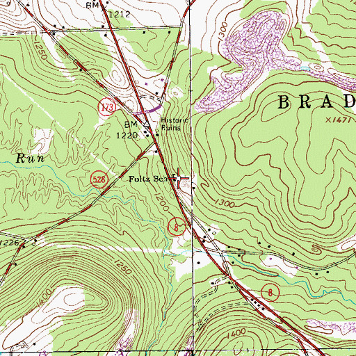 Topographic Map of Foltz School, PA