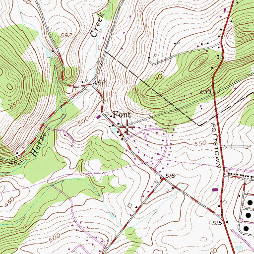 Topographic Map of Font, PA