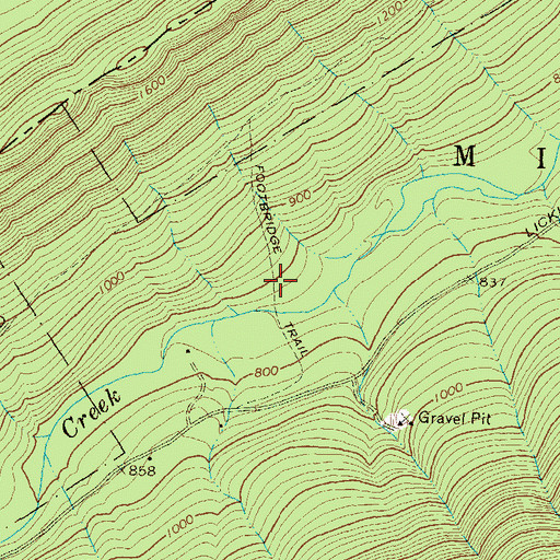 Topographic Map of Footbridge Trail, PA