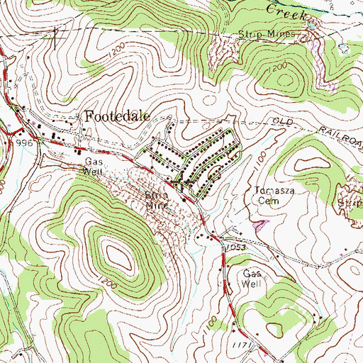 Topographic Map of Footedale, PA