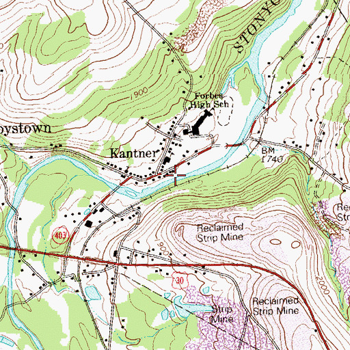 Topographic Map of Forbes High School, PA