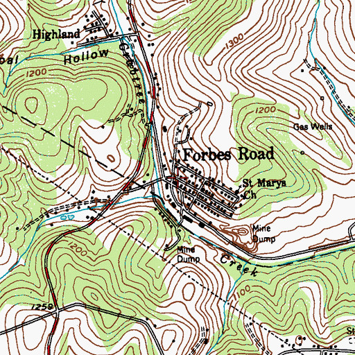 Topographic Map of Forbes Road, PA