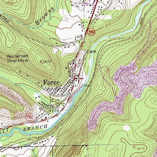 Topographic Map of Force, PA
