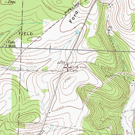 Topographic Map of Ford Hill Cemetery, PA