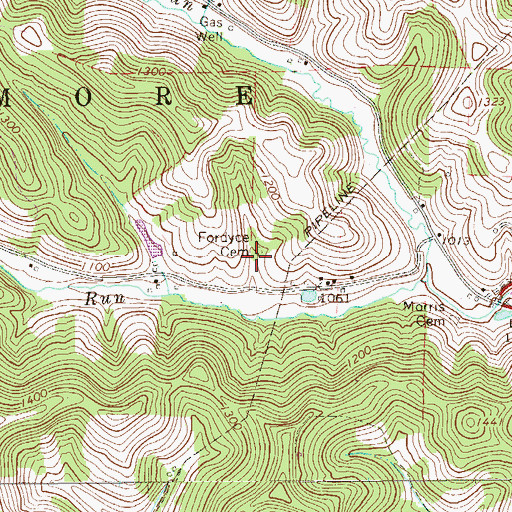 Topographic Map of Fordyce Cemetery, PA